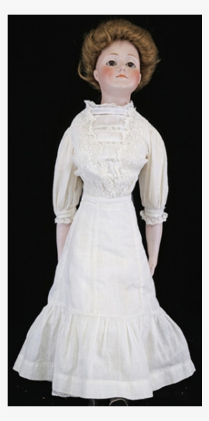 Doll In White Linen And Lace Dress - Doll