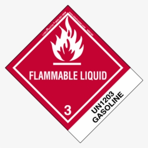 Flammable Liquid Label, Un1203 Gasoline, Paper - Class 3 Dangerous Goods Label
