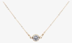 6mm Round Cz Bezel Link Necklace - Necklace