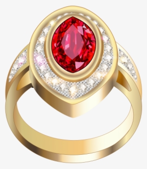 Free Png Gold Ring With Red Diamonds Png Images Transparent - Engagement Gold Rings Png