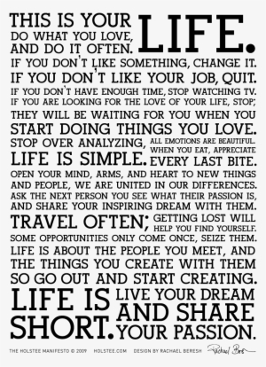 Manifesto - Mission Statement About Your Life
