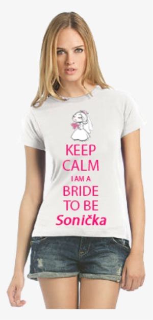 Women's T-shirt Keep Calm - B&c Tw040 Exact 190 Ladies Tee Atoll - Size: Xl