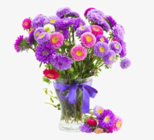 Aster Png Pic - Bouquet Of Aster Flower Png