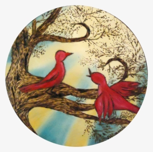 Pink Birds- 8" Circle - Stained Glass