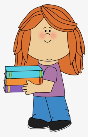 School Girl Cliparts - Girl Carrying Books Clipart