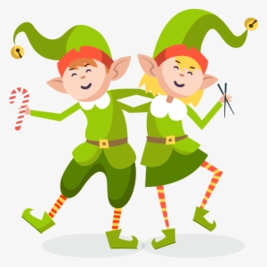 Two Christmas Elves Holding Each Other's Shoulders - Elf
