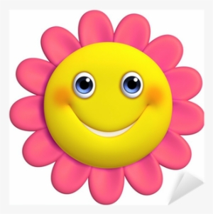 3d Cartoon Cute Flower Sticker • Pixers® • We Live - Flower With Smiley Face