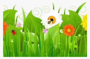 Fence Clipart Cute Flower - Grass With Flower Cartoon Png