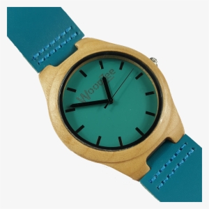 Wooden Bamboo Watch With Blue Leather Strap At Woodzee-wooden - Analog Watch