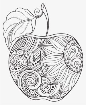 Apple Coloring Pages, Food Coloring Pages, Apple Stock, - Apple Adult Coloring Page