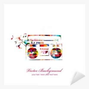 Colorful Music Vector Background With Tape-recorder - Music