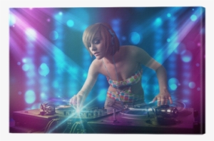 Dj Girl Mixing Music In A Club With Blue And Purple - Audio Mixing