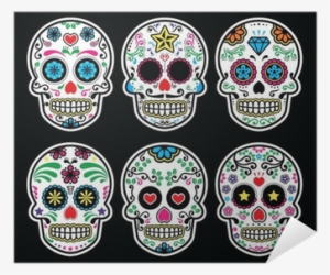 Mexican Sugar Skull, Dia De Los Muertos Icons Set On