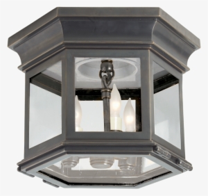 Club Small Hexagonal Flush Mount - Visual Comfort Cho4110bz-cg E.f. Chapman Club 3 Light