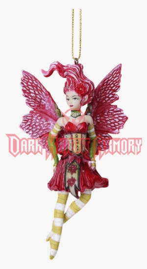 Poinsettia Fairy Hanging Ornament - Redhead Poinsettia Fairy Ornament
