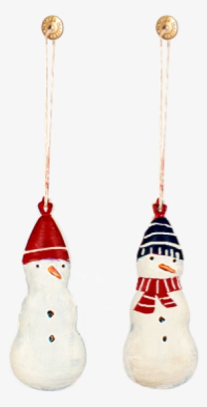Snowman Hanging Ornament - Maileg Metal Snowman - Ornament - Set Of 2