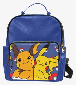 Pokemon Pikachu Print Leather School Backpack