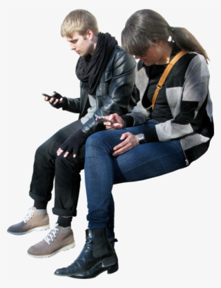Free Png Sitting Cell Phone Png Images Transparent - Rendering People Sitting