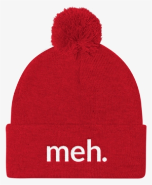 Meh Red Beanie With Pom Pom - Frenchie Boo Boo Naughty Halloween Ghost Pom Pom Knit