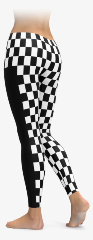 Checkered Flag Racing Stripe Leggings - Leggings