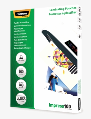 A4 Glossy 100 Micron Laminating Pouch - Lamineerhoes Fellowes A3 2x100micron 100stuks