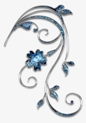 Decor, Ornament, Jewelry, Flower, Blue, Silver - Silver