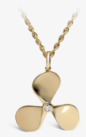 Yellow Gold Diamond Captain Propeller Pendant - Colored Gold