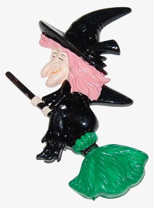 1960/70s Halloween Flying Witch Cake Topper - Figurine