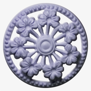 Button With Seven Flowers And Cut-outs, Lavender - Button