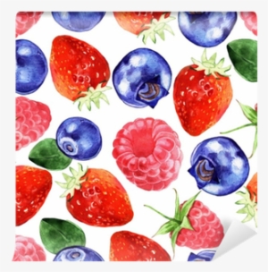 Watercolor Berries Seamless Pattern Isolated On White - Stock Illustration