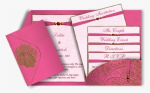 Bright Pink Pocket Fold Henna Email Wedding Invitation - Wedding Invitation Cards Pink
