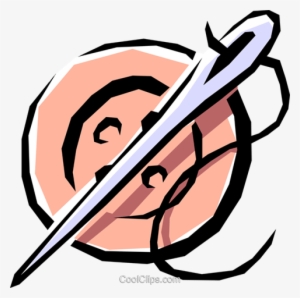 Button With Sewing Needle Royalty Free Vector Clip - Sewing Needle Clip Art