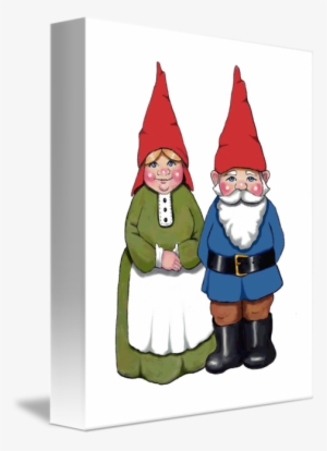 Gnome Couple - Gnomes Humor, Pinback Button, Original Art With Quote: