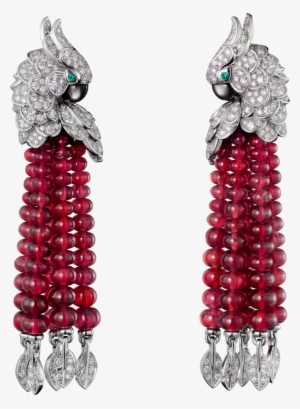 Les Oiseaux Libérés Earringswhite Gold, Rubies, Emeralds, - Cartier Ruby Red Earrings