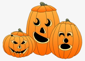 Three Pumpkins Carved For Halloween Png Black Cats - Halloween Card