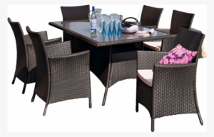 Bali 6 Seater Rattan Effect Patio Furniture Set - Furniture Items Png