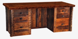 Amish Furniture Free Shipping - Lodgecraft Barnwood Executive Desk