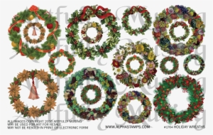 On This Sheet, You'll Find 7 Unique Festive Wreaths - Holly Christmas Wreath Ornament (round)