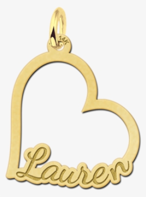 Gold Heart Shaped Name Pendant - Gold