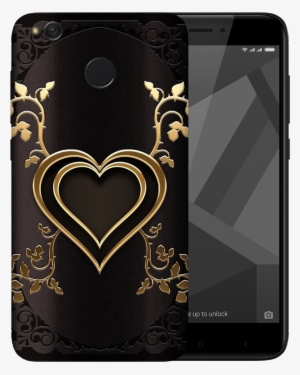 Double Golden Heart Printed Case Cover For Redmi 4 - Xiaomi Redmi 4x Dual Mag138 3gb/32gb 4g Lte Black