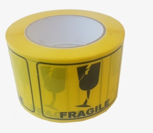 72mmx100mm Yellow Fragile Rip A Label - Circle