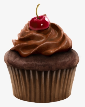 Chocolate Cherry Cupcake - Cupcake With Transparent Background