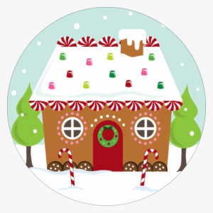 Christmas Round Labels - Gingerbread House