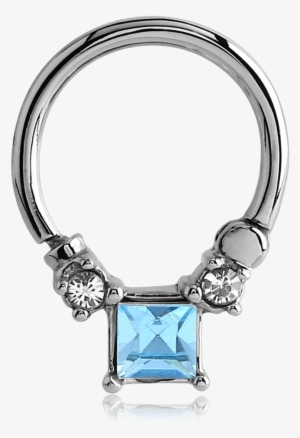 Stainless Steel Hinged Septum Clicker With Gems Nose