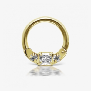 14g 3/8" Cubic Zirconia And Titanium Horizontal Princess - Cubic Zirconia