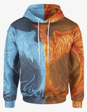 Fire & Ice Phoenix Unisex Hoodie - Phoenix Ice Fire