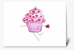 Pink Cupcake Valentine Greeting Card - Ice Cream