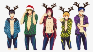 Christmas Santa Hat Transparent Antlers Free Makoto - Iwatobi Swim Club Christmas