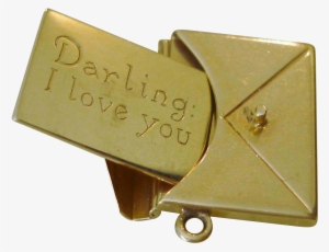 14k Gold Vintage Love Letter Charm "darling I Love - Love