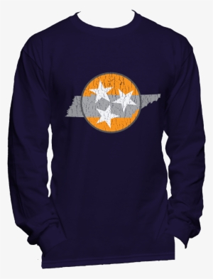 Tri Star Orange Mens Long Sleeve T Shirt - Navy Blue Long Sleeve Tee
